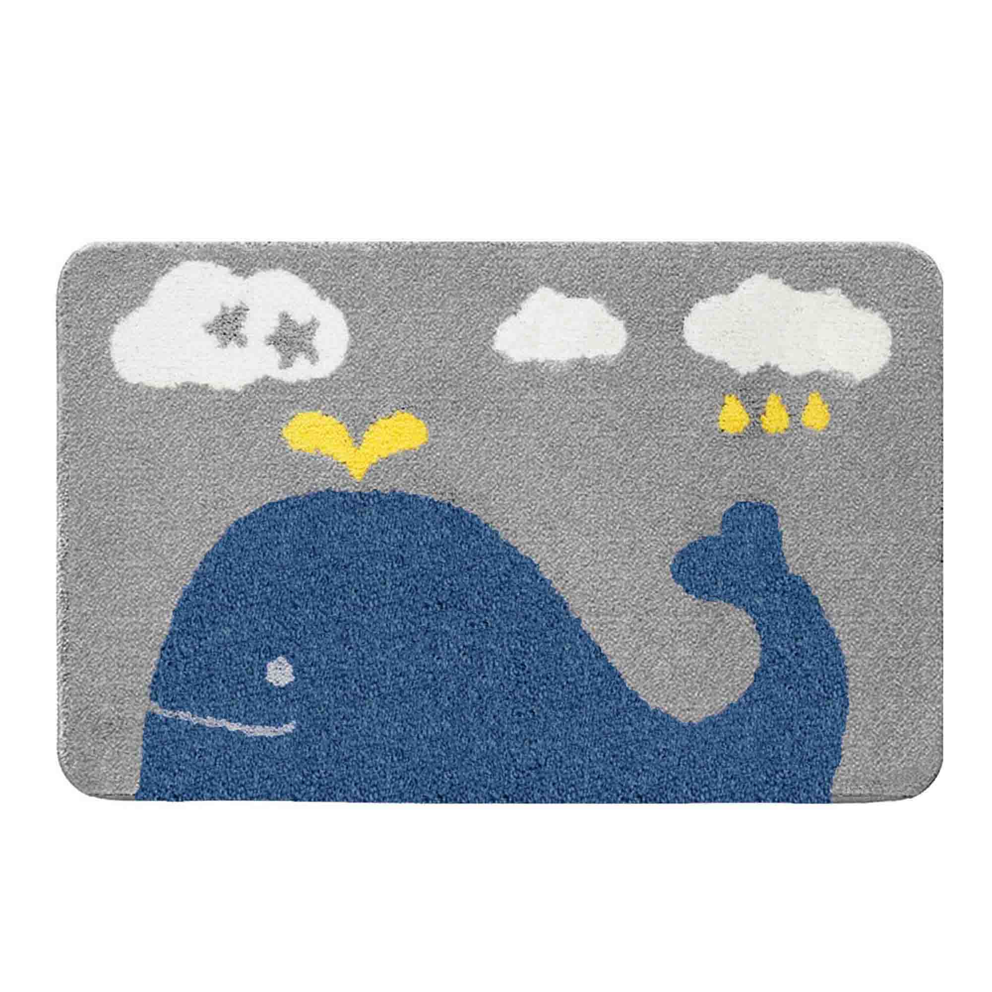 THRILRUG Cute Bathroom Rugs mats,Non-Slip Extra Soft Microfiber Washable  Water Absorbent Shower Toilet Kids Bath Rugs mats Set for Bathroom (Whale