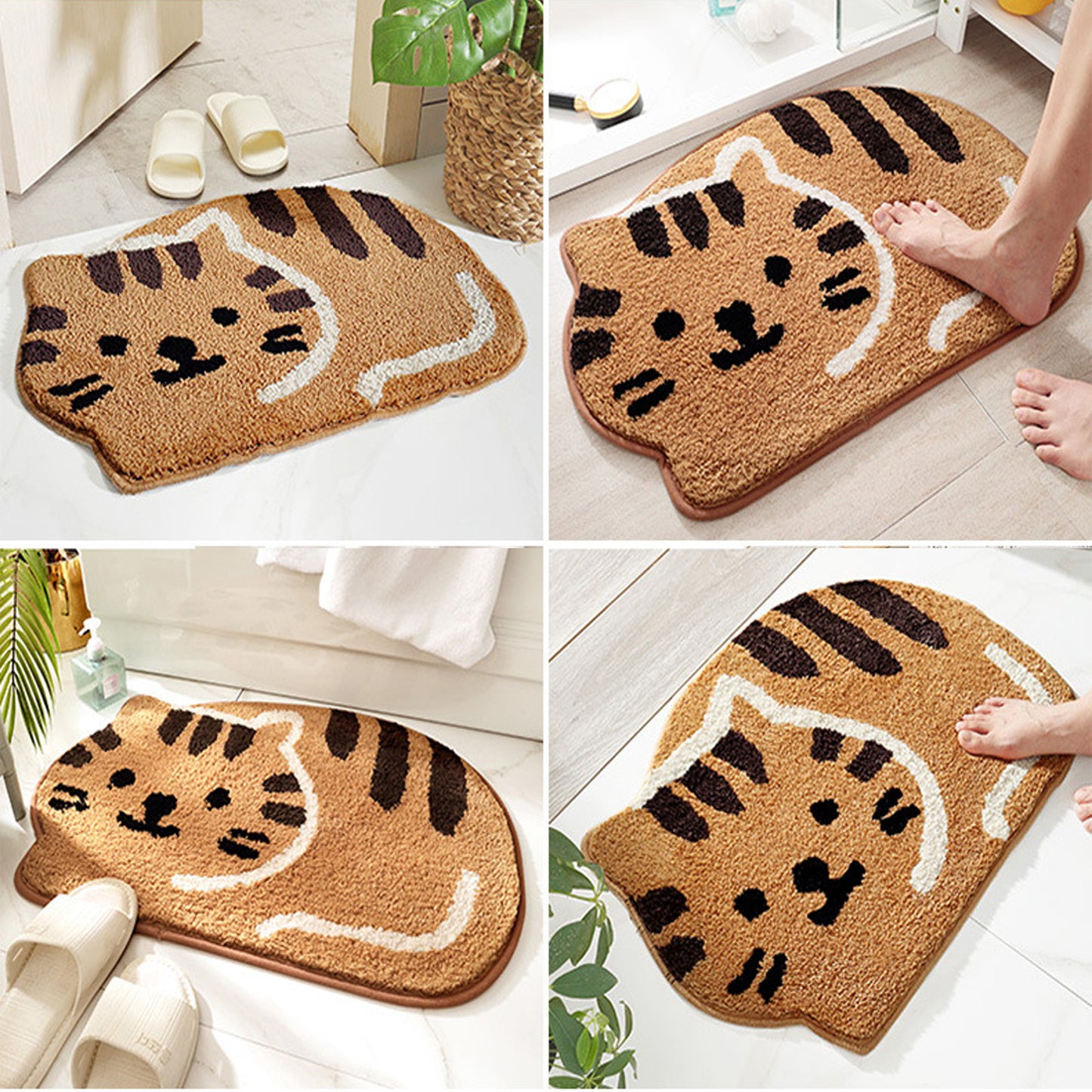 Cat bath mat colorful cute bathroom decor