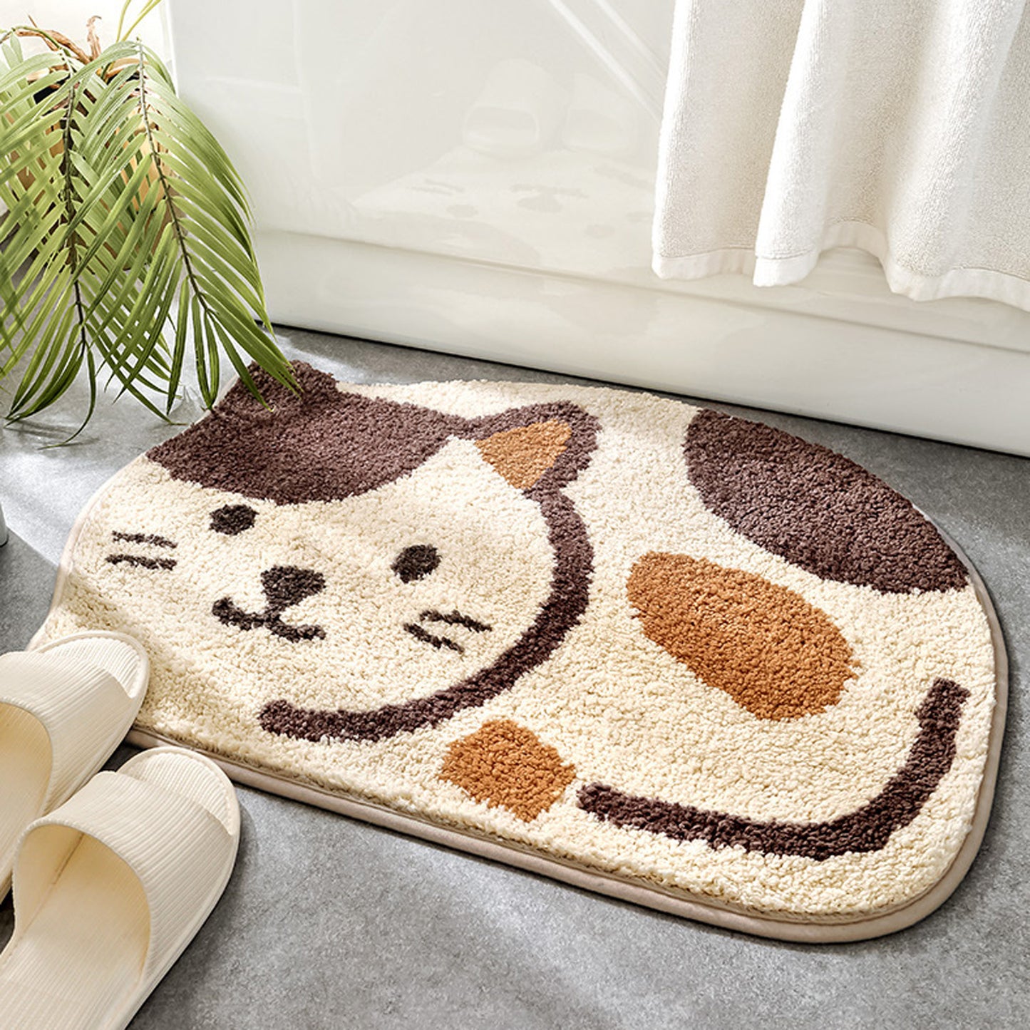 Cat bath mat colorful cute bathroom decor