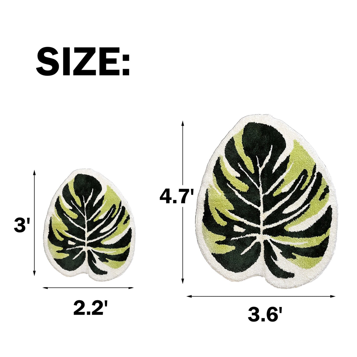 Monstera-leaf shape bath mat colorful cute bathroom decor