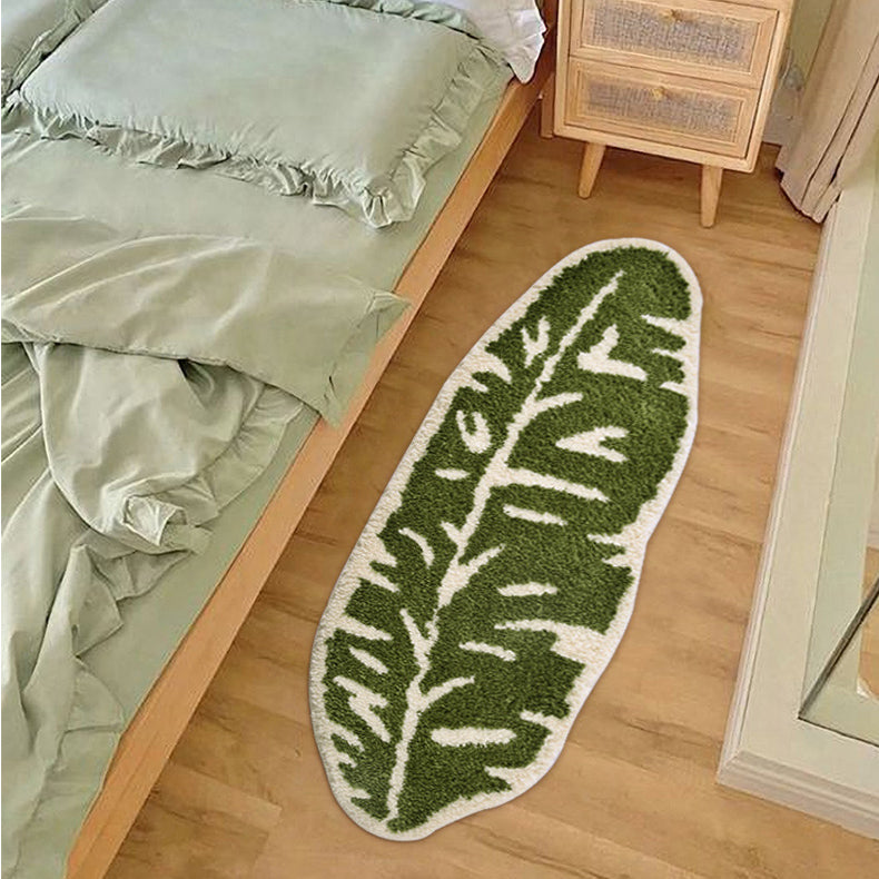 Monstera-leaf shape bath mat colorful cute bathroom decor