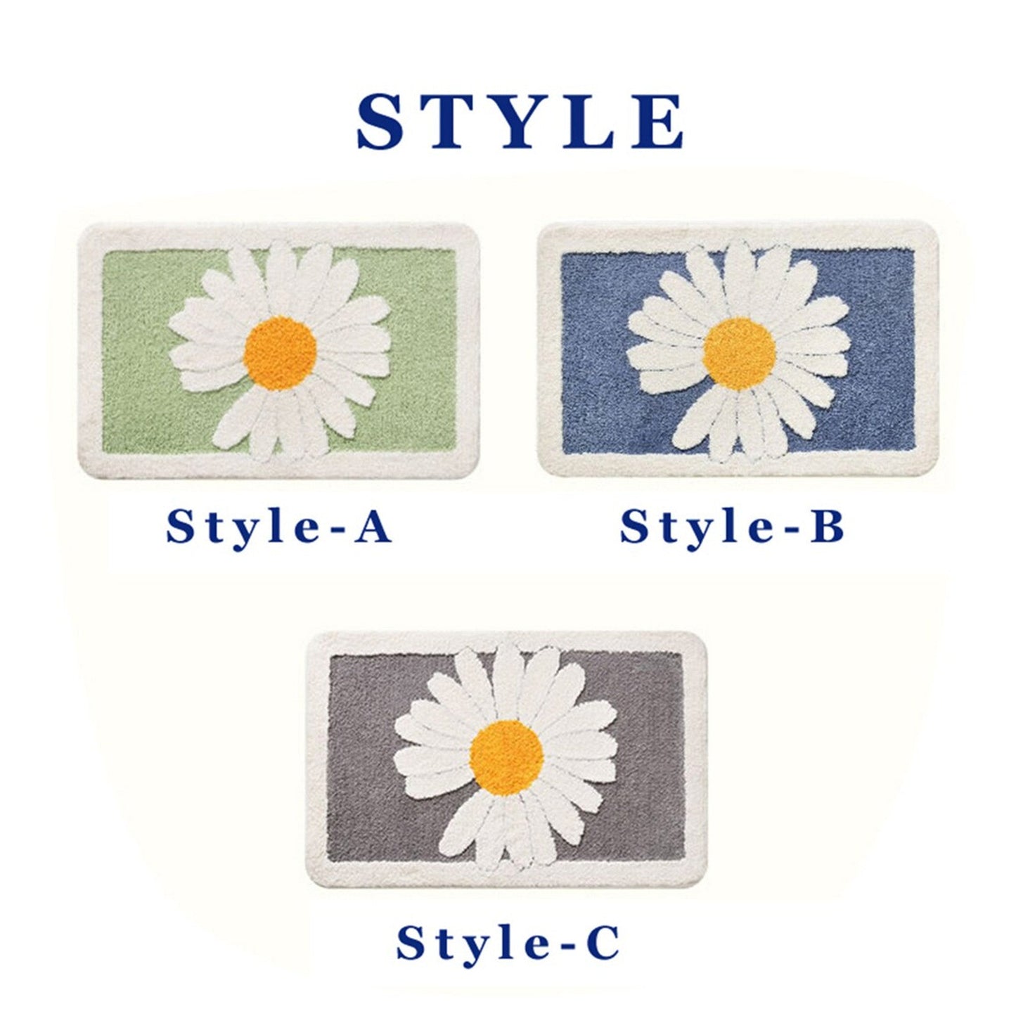Daisy flower bath mat colorful cute bathroom decor