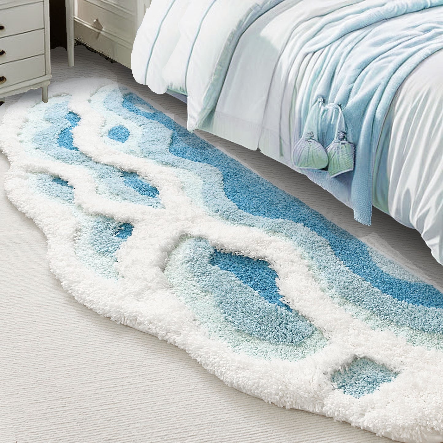 Soft Shag 3D Stereo Wave Moss Bedside Rug