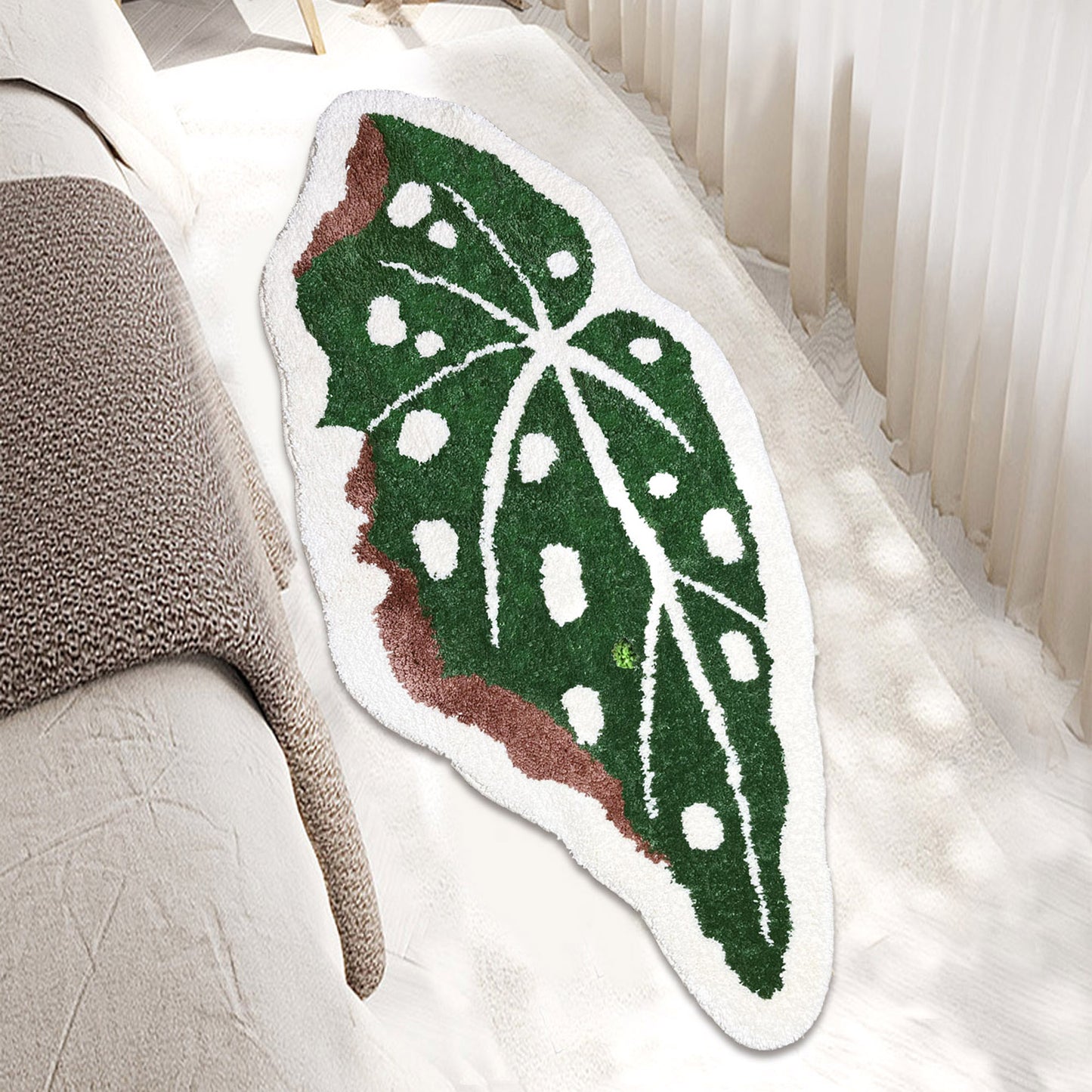 Begonia maculata  leaf shape bath mat colorful cute bathroom decor