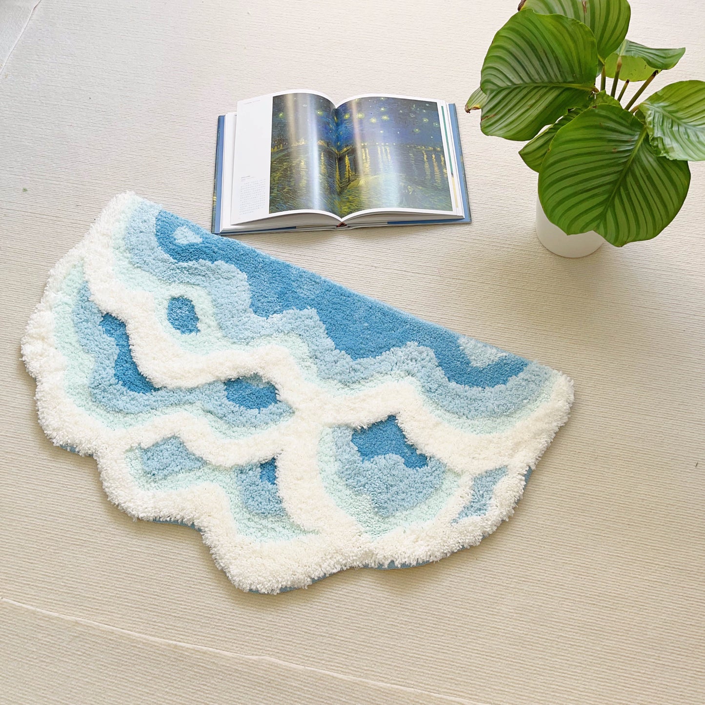 Soft Shag 3D Stereo Wave Moss Bedside Rug