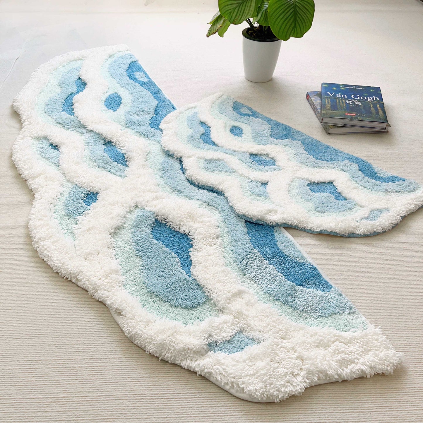 Soft Shag 3D Stereo Wave Moss Bedside Rug