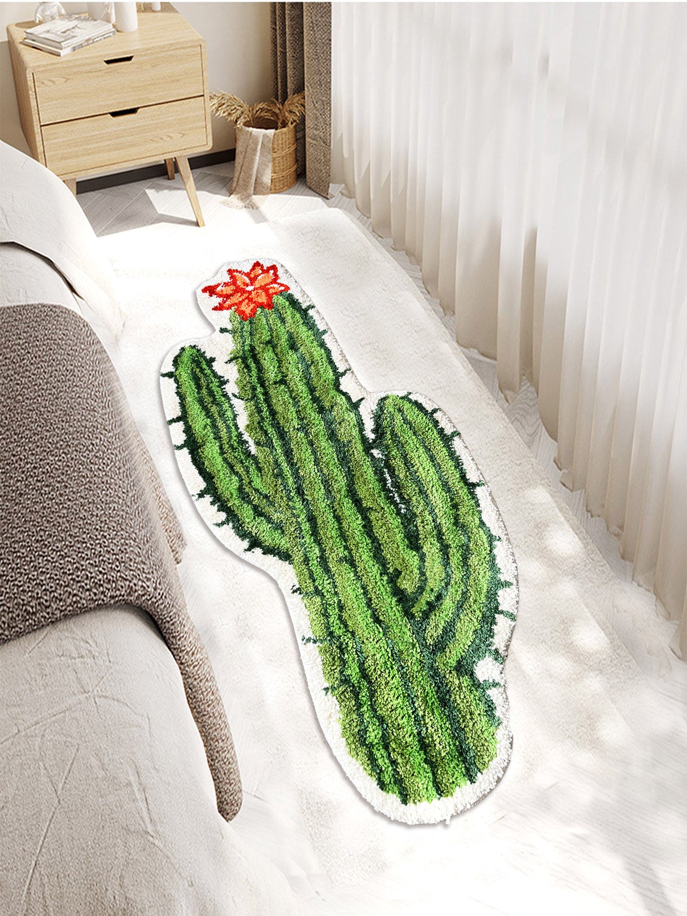 Catinus Cactus Diameter Bathroom Rug Digital Print 200x200 Cm, Bathroom newest Rug, Bath Mat Washable