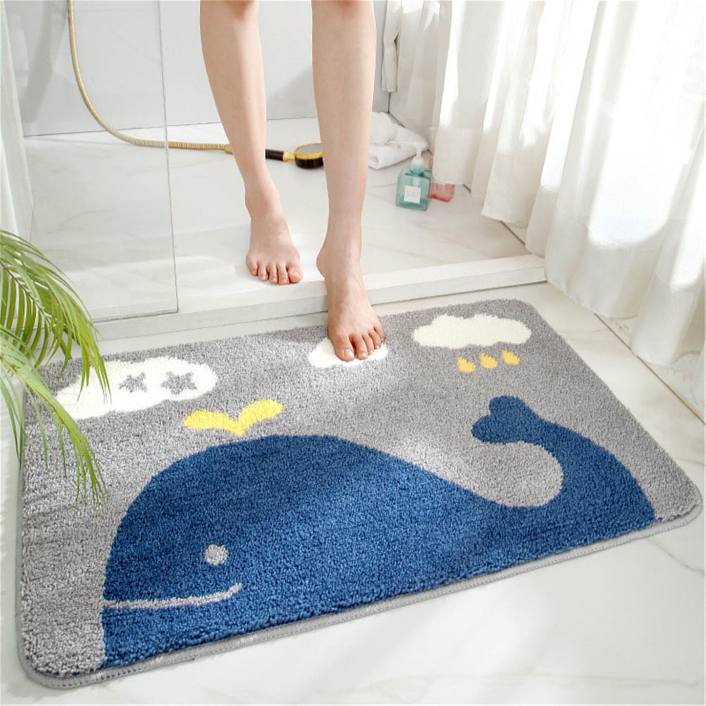 Whale bath mat colorful cute bathroom decor