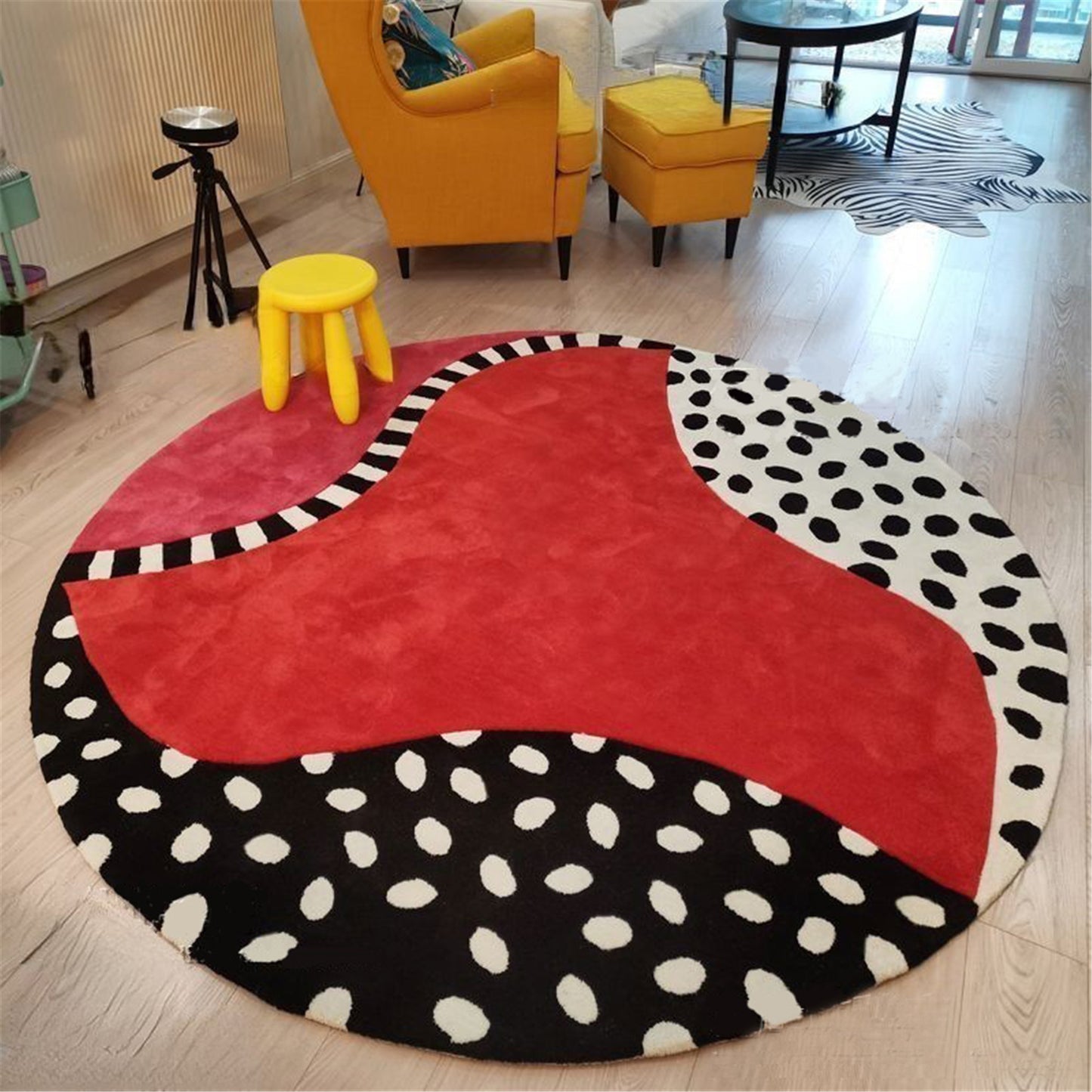 Hand Tufted Round Area Rug,Thick Floor Rug Carpets,Living Room Decor