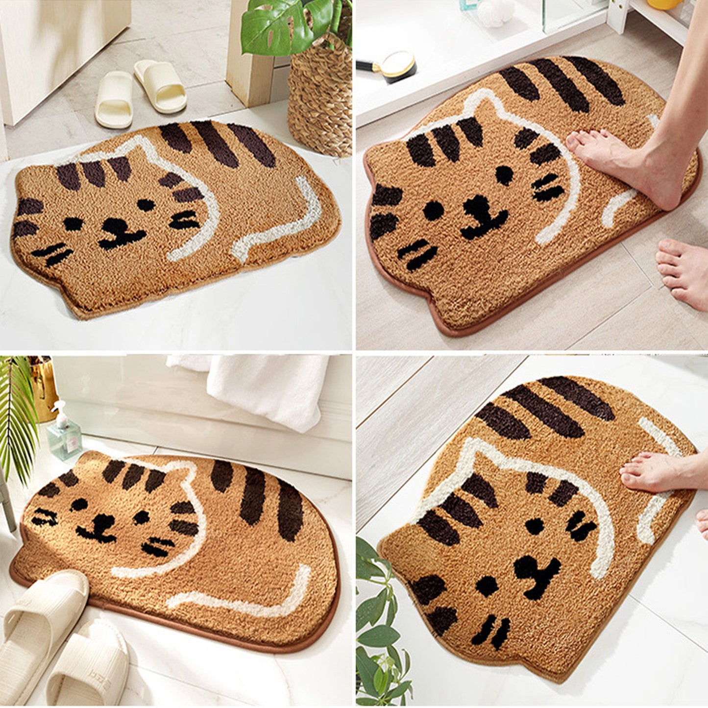 Cat bath mat colorful cute bathroom decor