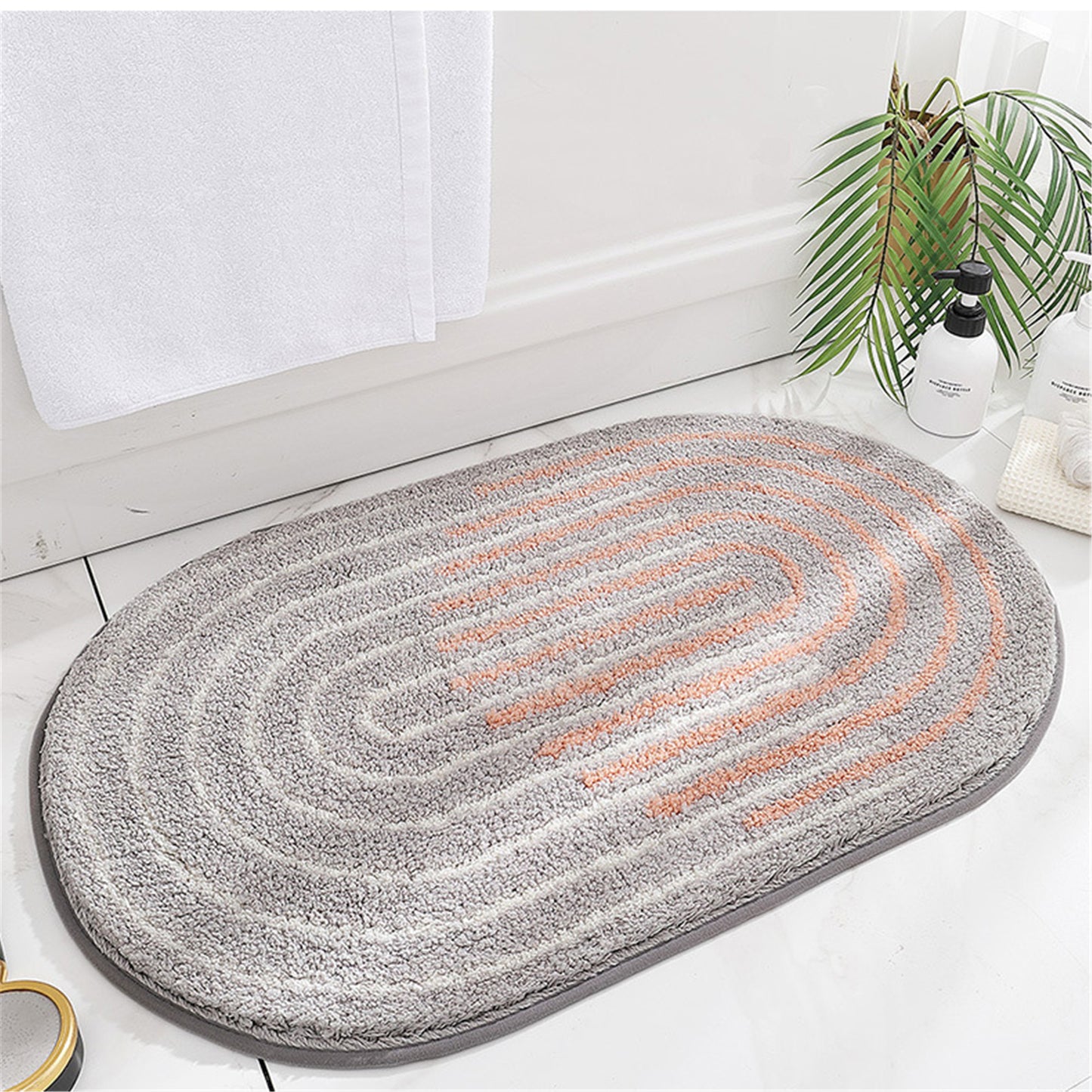 Abstract curve bath mat colorful cute bathroom decor