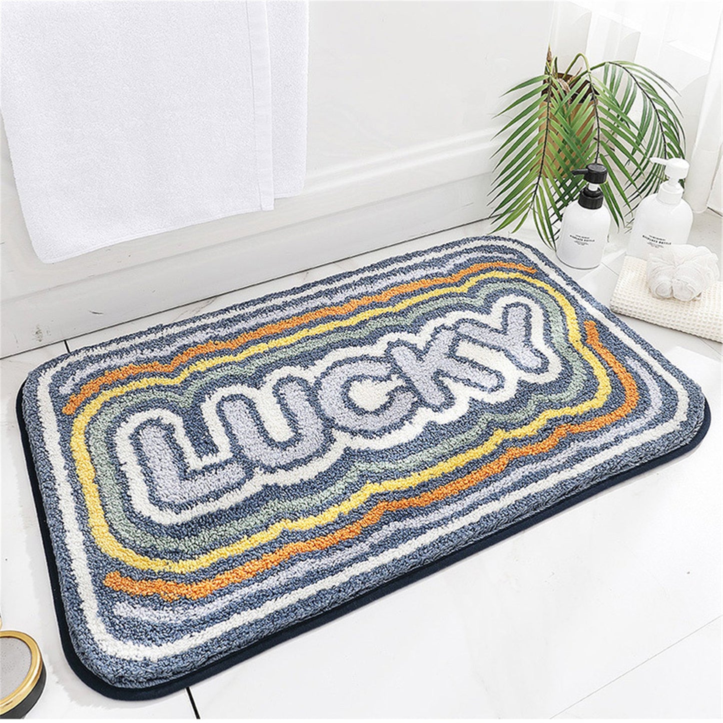 Rainbow bath mat colorful cute bathroom decor