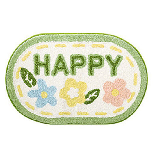 Happy flower bath mat colorful cute bathroom decor