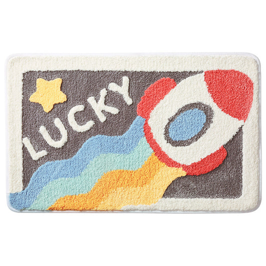 Space bath mat colorful cute bathroom decor