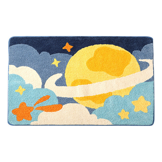 Space adventure planet bath mat colorful cute bathroom decor