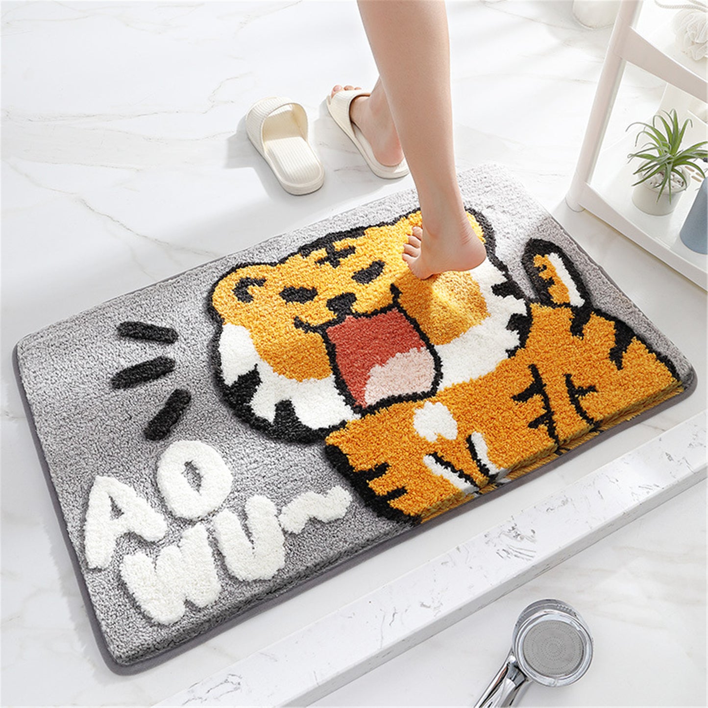 Tiger bath mat colorful cute bathroom decor