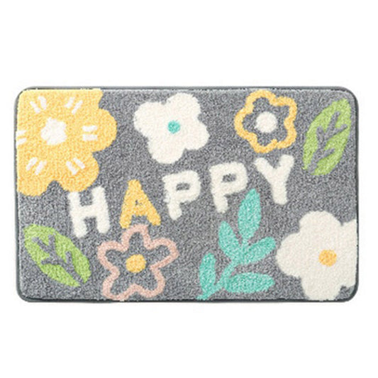 Happy flower bath mat colorful cute bathroom decor