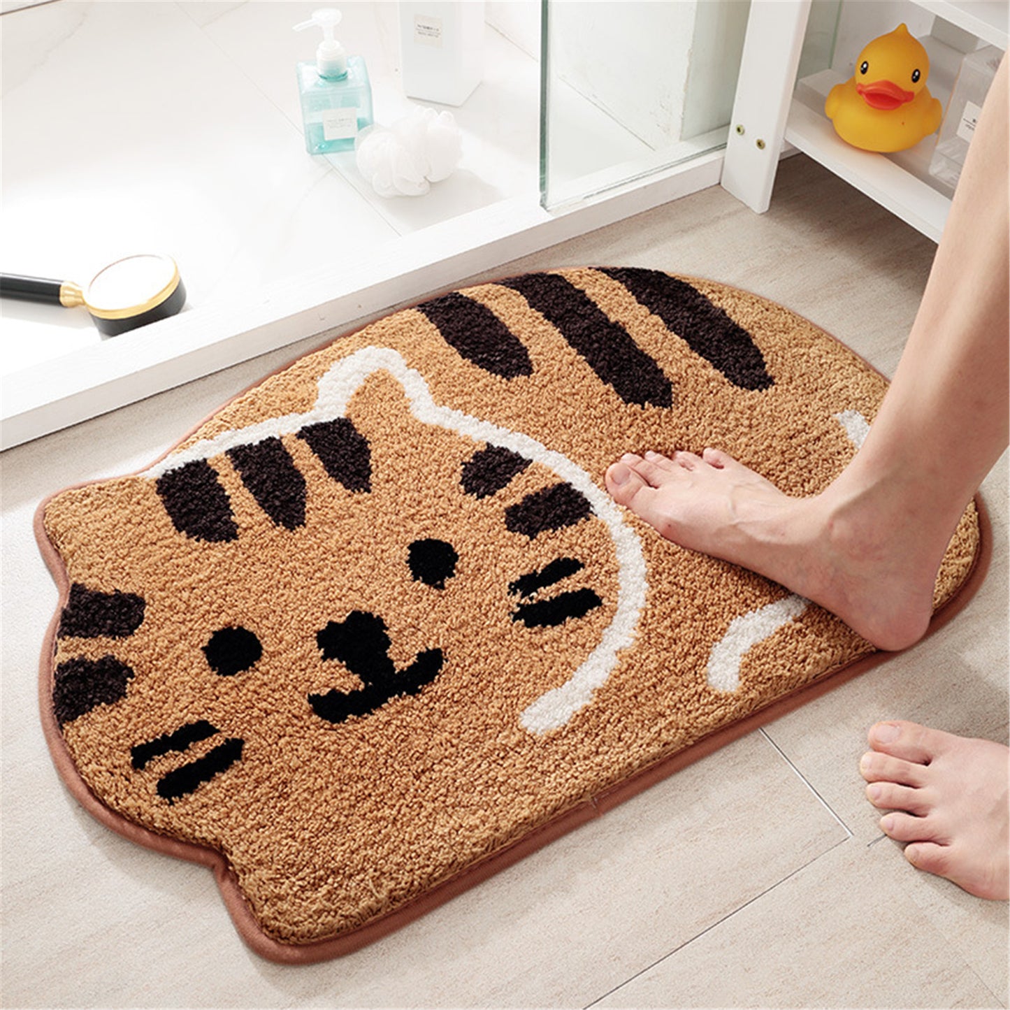 Cat bath mat colorful cute bathroom decor