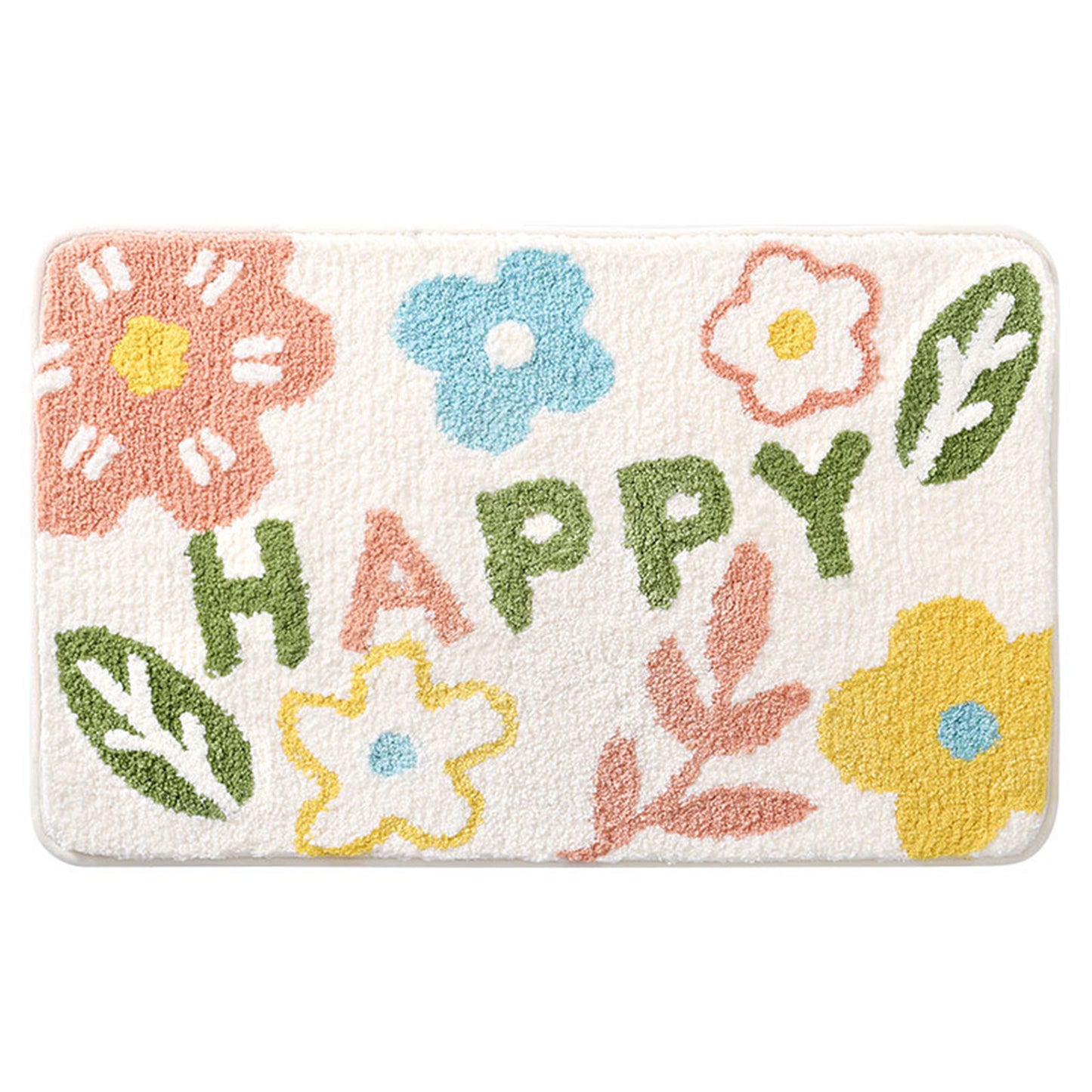 Happy flower bath mat colorful cute bathroom decor