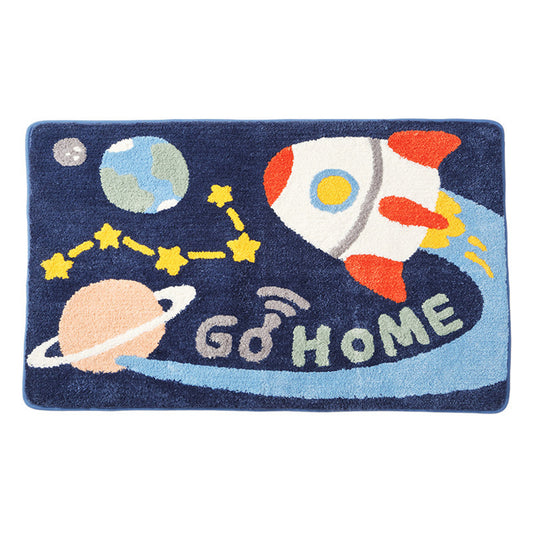 Space go home bath mat colorful cute bathroom decor