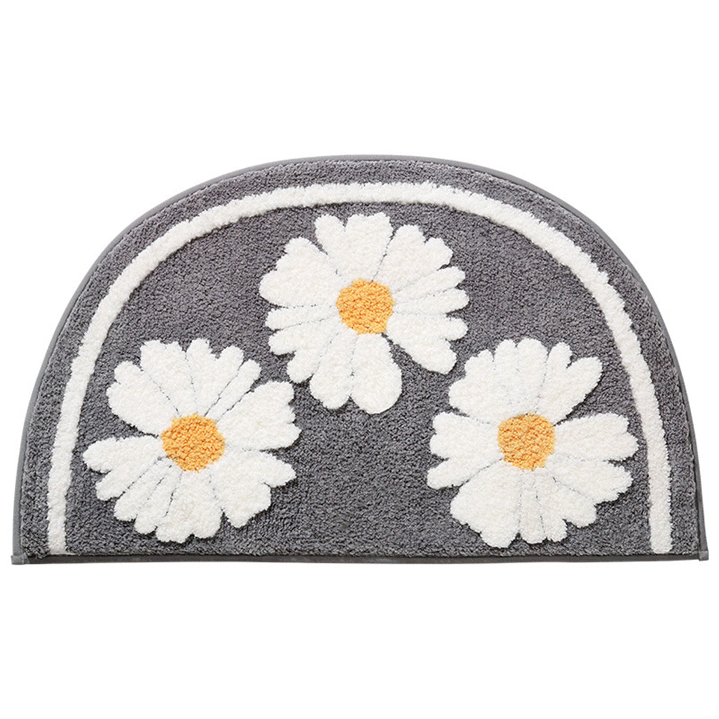 Half round daizy flower bath mat colorful cute bathroom decor