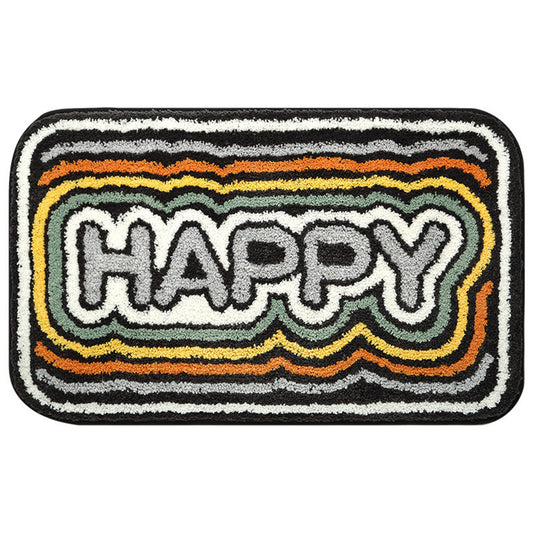 Happy bath mat colorful cute bathroom decor