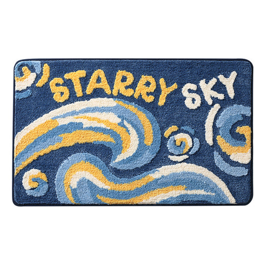 Space starry sky bath mat colorful cute bathroom decor