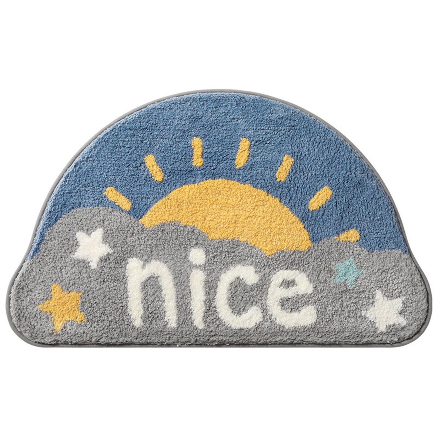 Snow mountain sunrise half round bath mat colorful cute decor bathroom rug