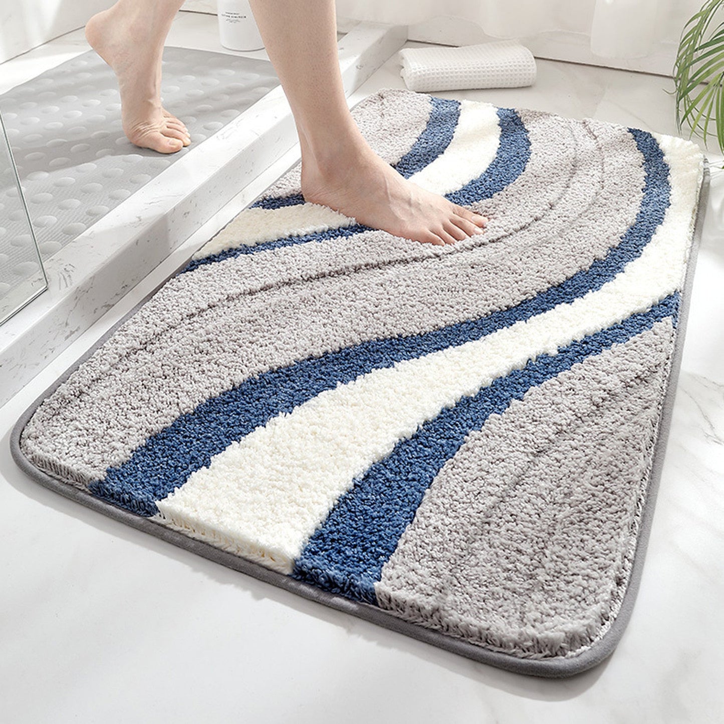 Wave bath mat colorful cute bathroom decor