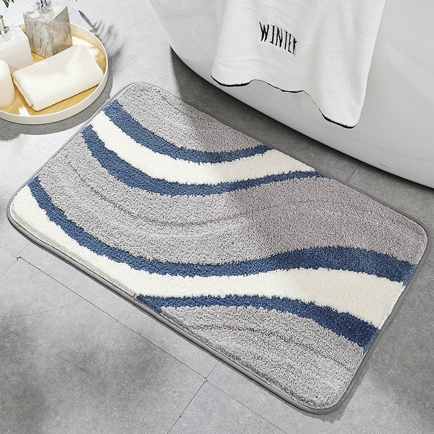 Wave bath mat colorful cute bathroom decor