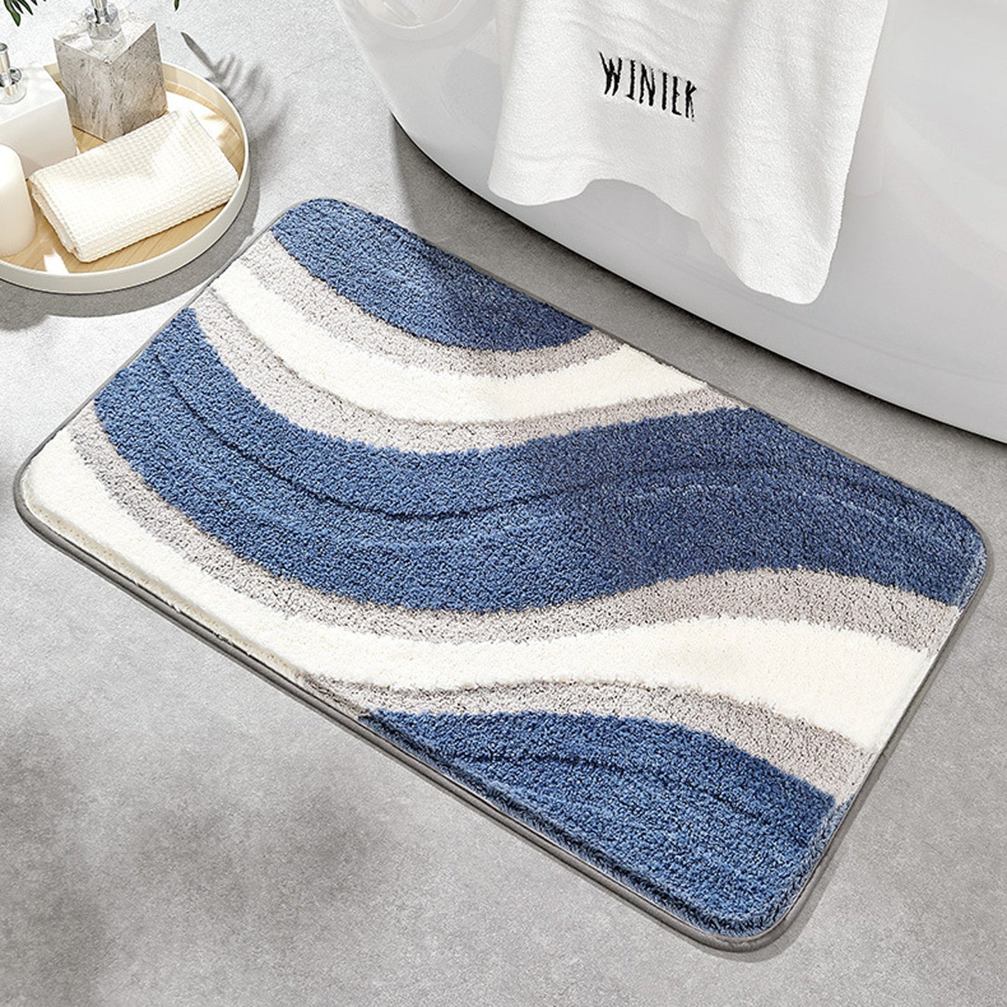 Wave bath mat colorful cute bathroom decor