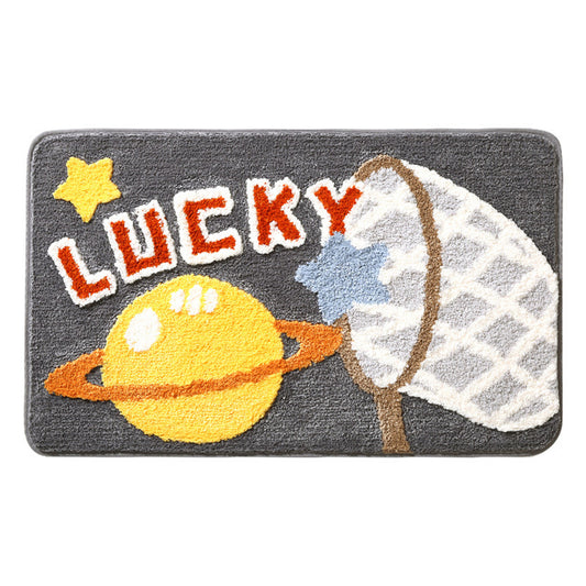 Space lucky bath mat colorful cute bathroom decor