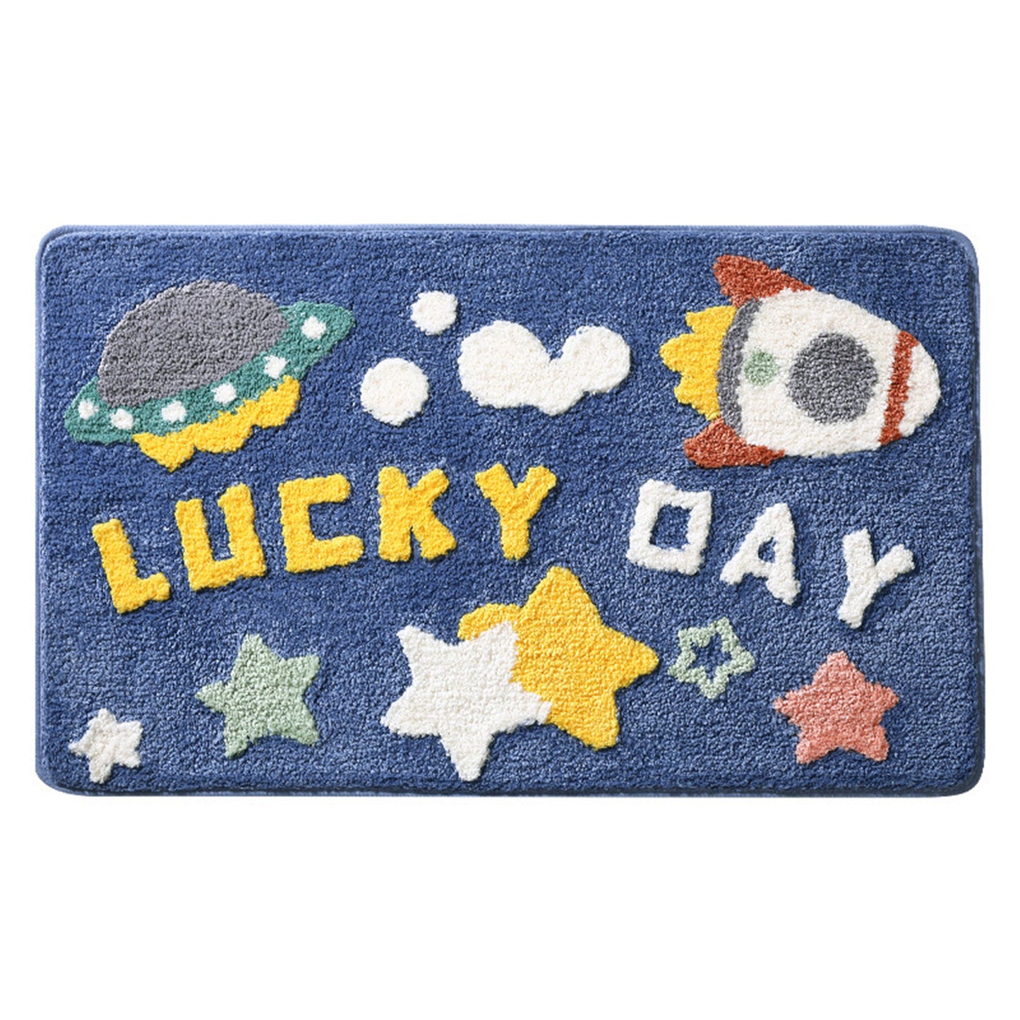 Space lucky bath mat colorful cute bathroom decor